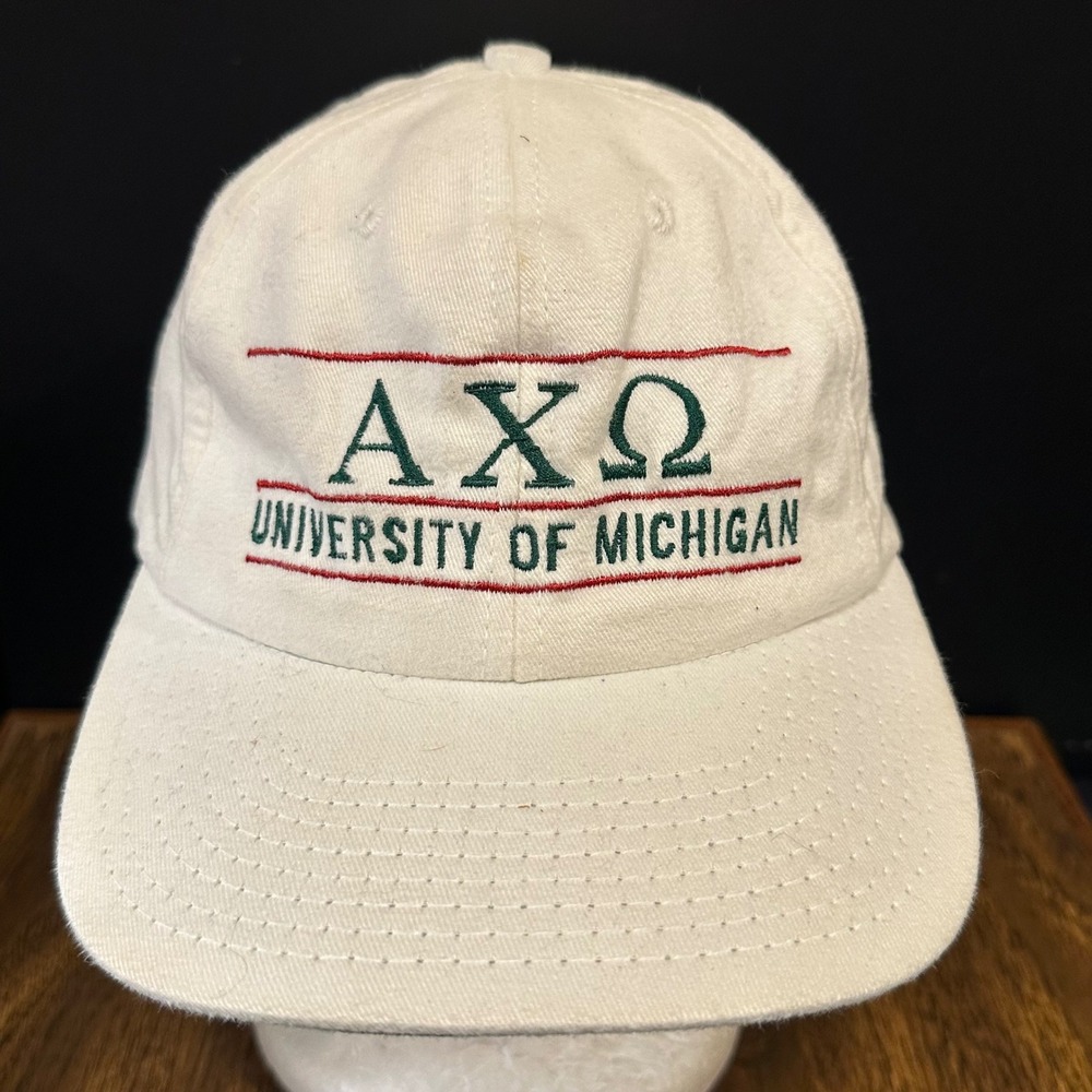 Vintage University of Michigan Alpha Chi Omega AXO Snapback Hat Made in USA